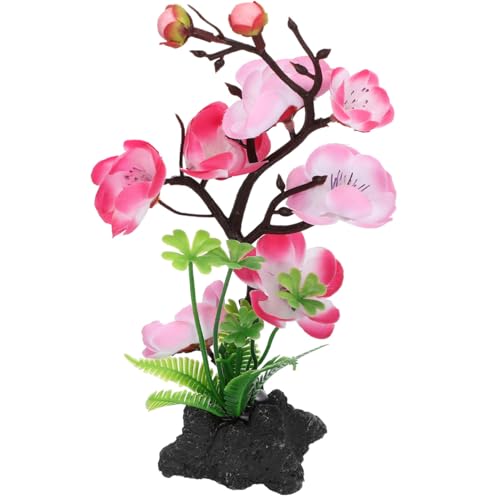Luxshiny Artificial Cherry Blossom Trees with Base Artificial Fish Tank Plants with Rock Sushi Plate Japanese Restaurant Decor