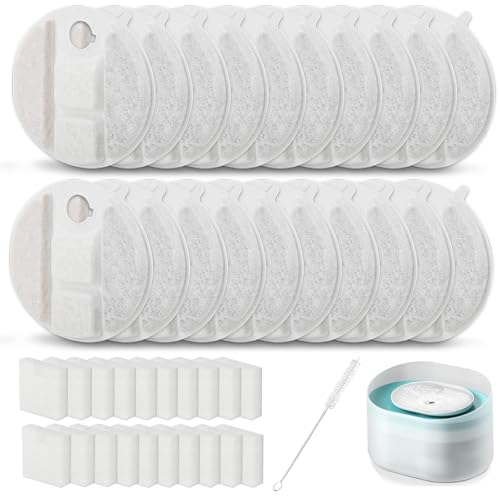 20 Pack Dog Water Fountain Replacement Filters for Petlibro Capsule Dog Fountain PLWF008,Pet Water Fountain Filter with Replacement Pre-Filter Pump Sponges with 1 Hard Brush.
