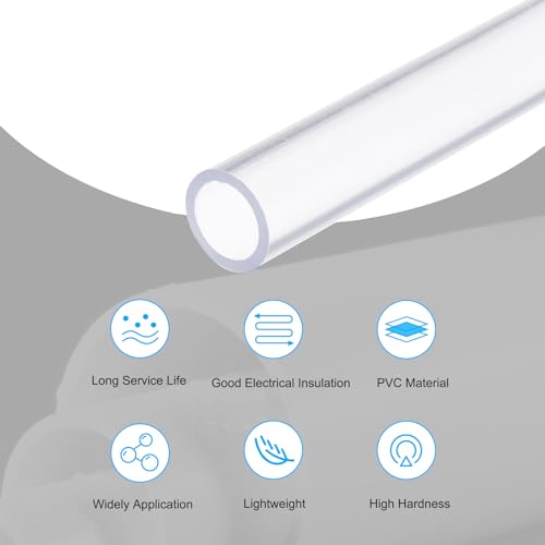 MECCANIXITY Clear PVC Rigid Tube Round Pipe 15mm(5/8") ID 20mm(3/4") OD 14" High Impact for Water Pipe, Aquarium, Fish Tank, Greenhouse Garden, Clear - color: Clear, size: 15mm x 20mm