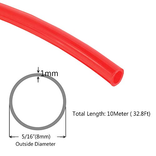 Beduan Pneumatic Nylon Tube 5/16"od SAEJ844 Air Line Nylon Hose Tubing for Air Brake System or Fluid Transfer（32.8ft 10 Meter） - color: Red, size: 5/16"OD 32.8FT
