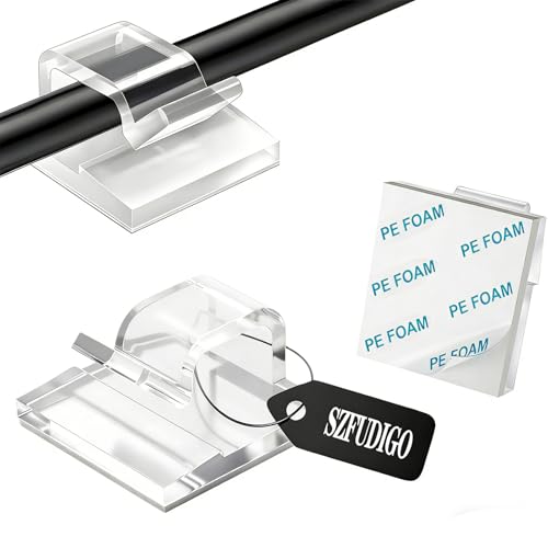 Cable Clips，50PCS Electrical Cord Management Adhesive Cable Wire Clip Wire Clips wall，Used for Cars, Offices, and Homes Cable Clips Cord Organizer (Transparent) - color: Transparent, size: Medium