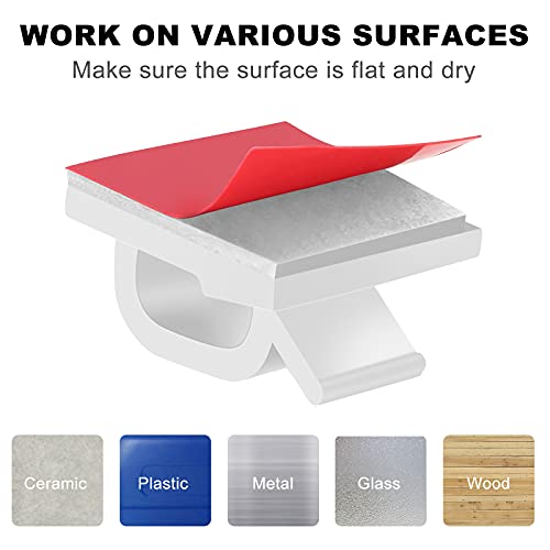 Adhesive Cable Clips White (60 PCS), Upgraded Wire Clips for Cable Management, Strong Cord Clips Wire Holders for The Wall, Under Desk, Led Strip, Electric Wires, Ethernet Cable Clips_Small - color: White, size: Small