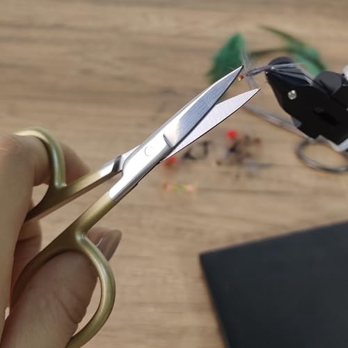 Fly Tying Scissor All Purpose 4inch Straight Scissor (Gold) - color: Gold