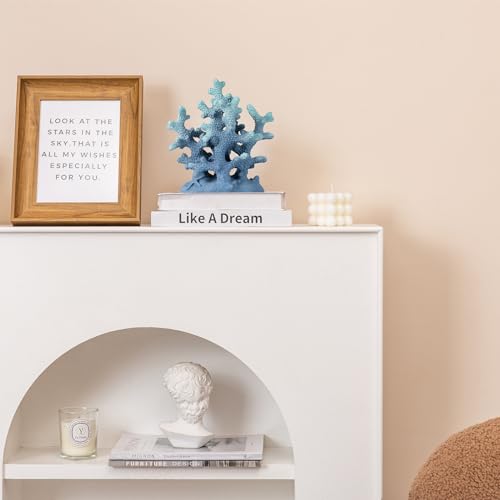 7.1" H Blue Coral Decor, Resin Coral Statue, Nautical Decorations for Home, Bedroom, Bathroom, Living Room, Beach/Coastal/Ocean Themed Cabinet Shelf Tabletop Decor - color: Blue, size: 7.1"H