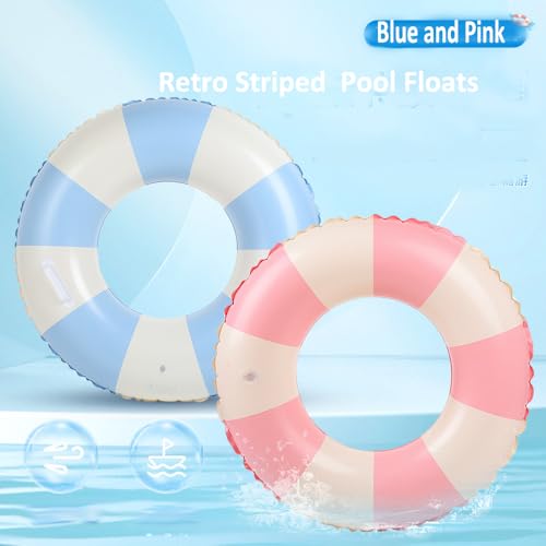 2 PCS Inflatable Pool Floats for Swimming Pool Party Lake Beach Adults - Floaties Pool Tubes Swim Rings Tubes Floaties for Beach Pool Party Decorations - color: Blue and Pink, size: 29"