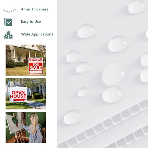 24 x 18 inch Corrugated Plastic Sheets – 10 Pack, Foam Poster Board, Durable & Waterproof Corrugated Plastic for Yard Signs,Outdoor,Open House, Birthday, DIY Projects, 4 MM (White) - color: White