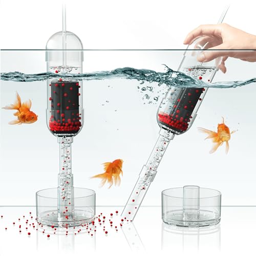 Aquarium Cleaner 2-in-1 – Medium V2 (10.6–17.7 in Water Depth) | Air Pump Powered | Removes Debris on Top of the Substrate | Reduces Floating Fine Particles - size: Medium V2