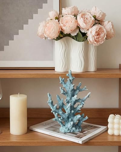 Lifelike Coral Reef Sculpture Statue - Handmade Resin Ocean Decor for Aquarium, Desk, Bathroom, Shelf - Coastal Beach Nautical Theme Gift for Home & Office