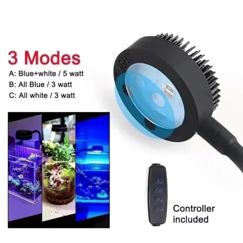 LED Aquarium Plant Light Waterproof Super Slim 3 Color Modes Fish Tank Clip Lamp Practical Plants Grow Lamp(Black)