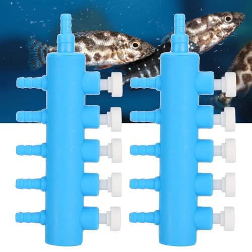 Fishtank Air Splitter, 2pcs Aquarium Air Flowing Control Lever Valve Pipe Distributor Aquarium Oxygen Pump Adapter Accessory Air Flow Splitter Pump Lever Control Valve for Aquarium Fish Tank(5 Way)