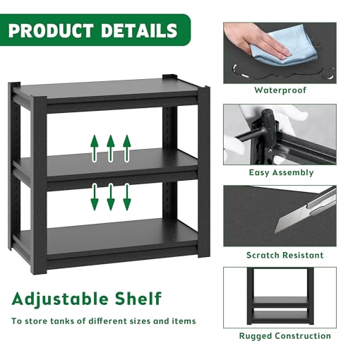 20-30 Gallon Fish Tank Stand - Metal Aquarium Stand, 34 "W x 18 "D x 31"H Adjustable Heavy Duty Reptile Tank Stand, Adjustable 3-Tier Fish Tank Rack Shelf for Home Office, Tank Not Included (Black) - color: Black
