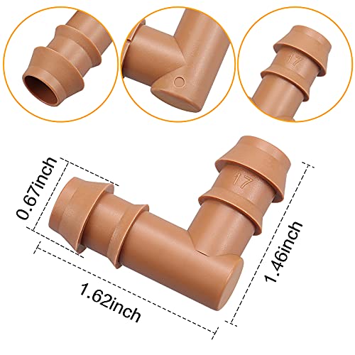 20-Pack Drip Irrigation Barbed Elbow Fittings, Fits 1/2”, 17mm .600” ID Drip Tubing - color: 20P-ELBOW