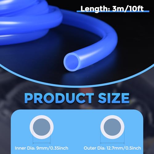 Silicone Tubing,9mm ID x 12.7mm OD Pure Silicon Tube High Temp Silicone Hose [for Home Brewing,Pump Transfer,Aquaponics]-10 ft Length/Blue - color: Blue, size: 9mm ID x 12.7mm OD x 3 m