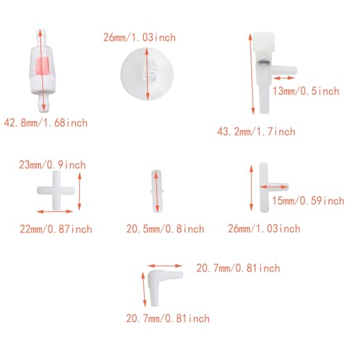 DGZZI 60PCS Oxygen Regulator Valve Aquarium Air Control Fittings Aquarium Air Connector Tee Straight Straight Right Angle Air Hose Suction Cup 10pcs Each Stop Valve Oxygen Regulator Valve 5pcs Each