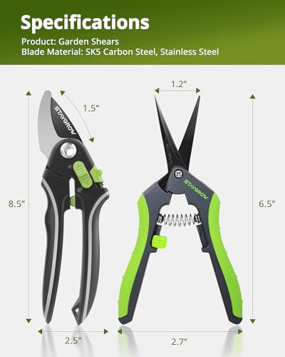 Gardening Scissors, Sharp Plant Trimming Scissors for Precise Cuts, Stainless Steel Pruning Shears Bonsai Clippers, 8.5" Bypass Garden Shears & 6.5" Straight Trimming Scissors 2 Pack - style: 6.5" Straight & 8.5" Bypass