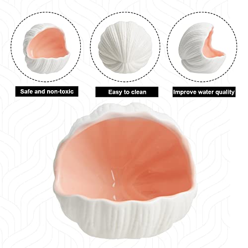 AnRui Cute Aquarium Decorations Ceramic Conch Shell-Shaped House Thematic Betta Fish Tank Accessory Decor Ornament Hideout Cave for Fish Playing or Hiding, Pink