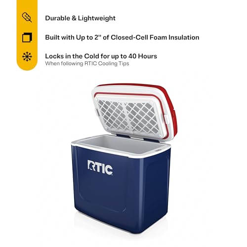 RTIC 8 QT Road Trip Personal Cooler, Small, Compact, Insulated, Portable Ice Chest Box for Food, Drink, Beverage, Beach, Camping, Picnic, Fishing, Boat, 12-Can Capacity - color: Patriot