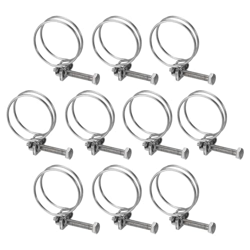 uxcell 10Pcs Double Wire Hose Clamp, 32-36mm Adjustable Stainless Steel Wire Hose Clips with M6 Bolt for Dust Collection Hose, Pump Hose Pipe - size: 32-36mm