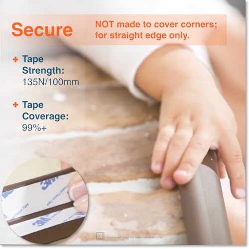 Roving Cove HeftyFit Edge Protector for Baby Proofing (6ft Large Edge Only), Heavy-Duty Soft Rubber Foam Furniture Edge Bumper Guards, Desk Edge Cushion, Wall Corner Covers, 3M Adhesive, Coffee Brown - color: Coffee Brown, size: Large 6 Foot (Pack of 1)