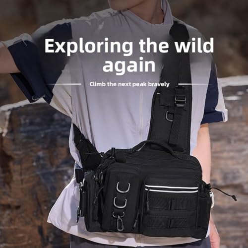 Tactical Fishing Backpack with Rod Holders,35L MOLLE Tackle Bag Water Resistant for Men and Women,Outdoor Gear Storage for Saltwater and Freshwater (dark black) - color: dark black