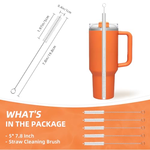Cleaning Brushes for Reusable Drinking Straws, Set of 5, Long Wire Handle, Bottle and Straw Cleaner for Stanley Mug, Sippy Cup, Water Bottle and Tubes, Reusable and Flexible - color: white00001