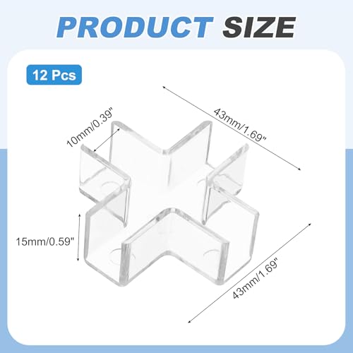 uxcell 24Pcs Plastic Glass Connector, Suitable for 10mm Thick Cross Shaped Glass to Glass Clamp, Fixing Bracket Rimless Clip Holder for Aquarium Fish Tank Display Shelves, Transparent - color: Transparent, size: 10mm
