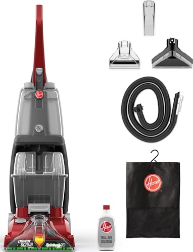 Hoover PowerScrub Deluxe Carpet Cleaner Machine, Deep Cleaning Carpet Shampooer Machine, SpinScrub Brushes, HeatForce Drying, Pet & Upholstery Tools, Pair with Hoover Carpet Cleaner Solution - style: PowerScrub Deluxe
