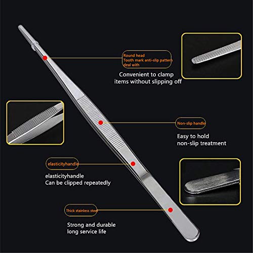 Aniso Long Tweezers, Stainless Steel, 10 inches | Precision Serrated Tip, Cooking Tweezers Tongs， For Barbecue, Hand-Made，Steaks, Bread, Pizza, Salads - size: 10 inches