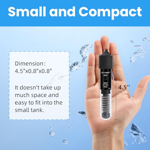 AQUANEAT Aquarium Heater, 50W Small Betta Fish Tank Heater, Mini Preset Water Thermostat with a Thermometer - size: 50W
