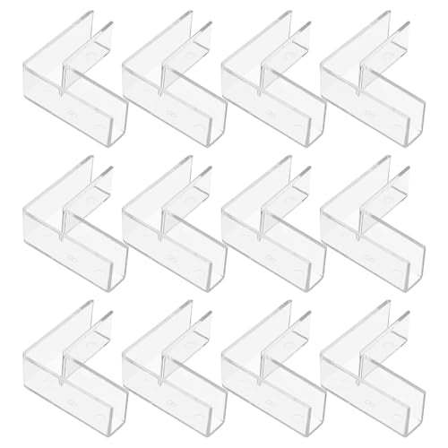 uxcell 12Pcs Plastic Glass Connector, Suitable for 8mm Thick l Shaped Glass to Glass Clamp, Fixing Bracket Rimless Clip Holder for Aquarium Fish Tank Display Shelves, Transparent - color: Transparent, size: 8mm