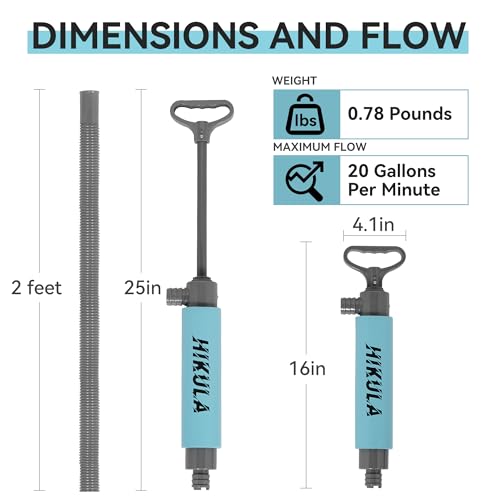Manual Bilge Pump for Boats Kayak Canoe - Portable Siphon Pump, Kayak Bailer with Reversible Hose,Blue, Medium/ 17 Inch - color: Blue, size: Medium