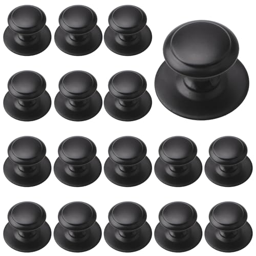 MOROBOR Stainless Steel Drawer Knobs, 16pcs Self-Stick Instant Cabinet Handle Pulls 1.18Inch Adhesive Sliding Door Stick On Handle for Glass Cabinet Cupboard Drawer (Matte Black) - color: Matte Black-16PCS, size: 1.18Inch