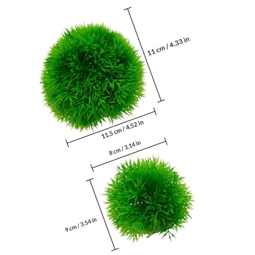 2Pcs Fish Tank Decorations 4.52In Aquarium Fake Plants Lifelike Simulated Water Grass Balls Underwater Crafts for Home Office Aquarium - size: 11.5x11.5cm