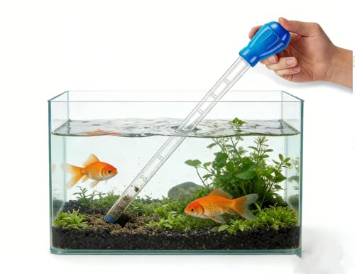 2Pcs Extra Long Turkey Baster for Aquarium, 50ml Aquarium Water Changer Siphon for Fish Tank Cleaning, Waste Remover for Aquarium, (Blue-17.7IN)
