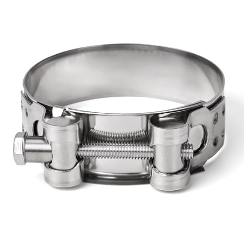 T-Bolt Hose Clamps 304 Stainless Steel (56-59mm 4-Pack) - Heavy Duty Adjustable Clamp for Automotive, Plumbing & Industrial Pipes - Corrosion Resistant, Secure Seal - size: 56-59mm 4 Pack