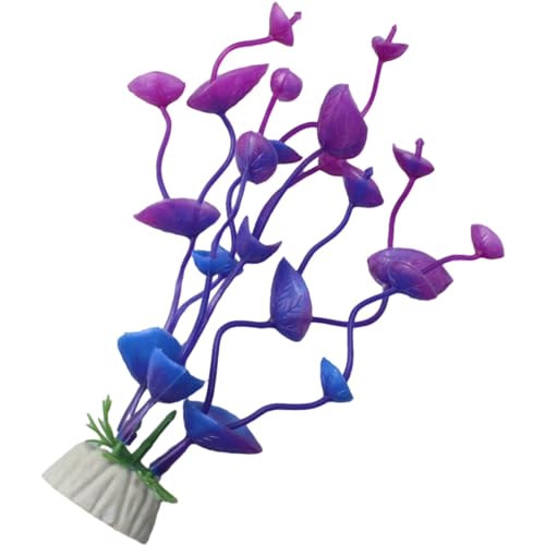 4 Pcs Green Artificial Plastic Plants Fish Tank Plants Fish Aquarium Decoration (Purple) - color: Purple
