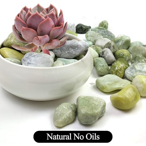 5LB Succulent Jade Pebbles for Indoor Plants, 1.2-2 Inch Natural Decorative Polished Stones, River Rocks for Vase, Flowerpot Decoration, Indoor Decoration,Landscaping and Garden Decoration - size: 5LB, style: Jade