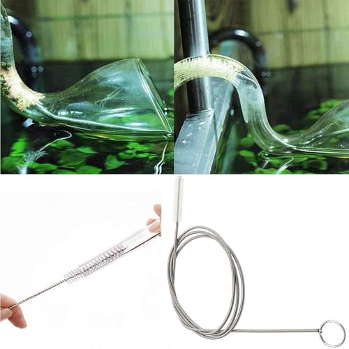 Extra Long Pipe Tube Cleaner Fridge Drain Pipe Dredging Tool Flexible Drain Brush Skinny Tube Spiral Cleaning Brush Drinking Straw Cleaner Brush Nylon Spring Aquarium Filter Brush 155CM (2)