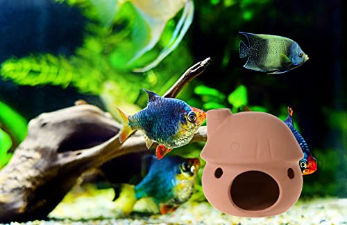 Saim Aquarium Decor Ceramic Mushroom House Ornament Fish Tank Landscape Decor for Small Shrimp to Rest and Breed, Hiding - Natural Color - color: Natural Color