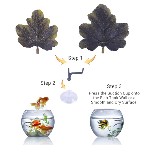 Betta Fish Hammock - Dual Leaf Design with Strong Suction Cups, Non-Toxic Durable Material for Spawning & Resting, Natural Aquarium Decor for Beta Fish Tanks (Brown, 3) - color: Brown, size: 3