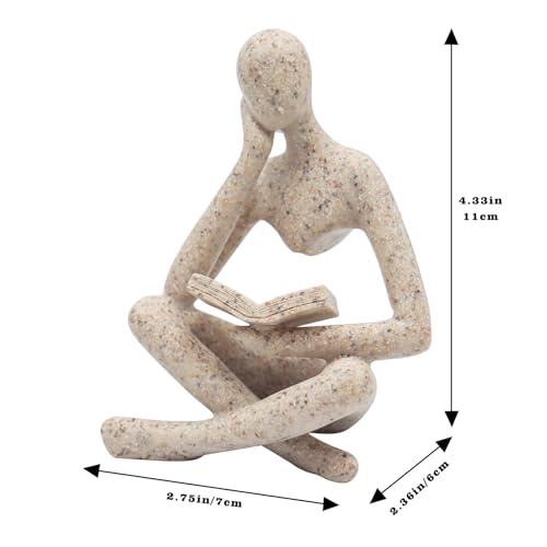 Oooct Sandstone Thinker Statue Aquarium Ornament, Small Fish Tank Decor for Freshwater & Saltwater, Abstract Aesthetic Aquarium Decoration for Tank, Pond & Terrarium - 2.8 x 2.4 x 4.3 Inch - color: Reading Statue a