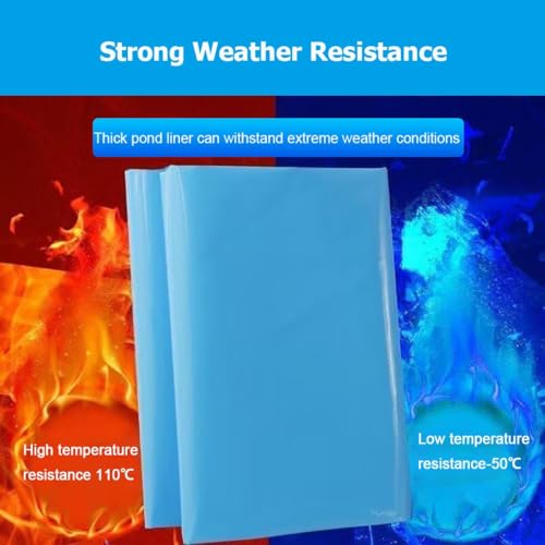 HDPE Blue PVC Pond Liner 0.3mm Thick - Durable Preformed Mat for Outdoor Koi Ponds, Fish Tanks, Garden Fountains & Waterfalls (2x30m/6.6x98.4') - size: 2x30m/6.6x98.4'