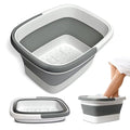 Mantello Collapsible Foot Bath Foot Soaking Tub | Portable Foot Spa Pedicure Bowl | Large Basin to Soak & Wash Feet | Folding Bucket with Carry Handle | White & Grey, Blue, Green [White & Grey] - color: Collapsible Tub White-grey