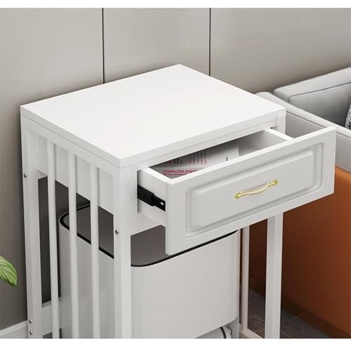 Living Room Sweeper Shelf Organizer Storage Cabinet Movable Fish Tank Rack with Wheels(White Shelf+White) - color: White Shelf+white