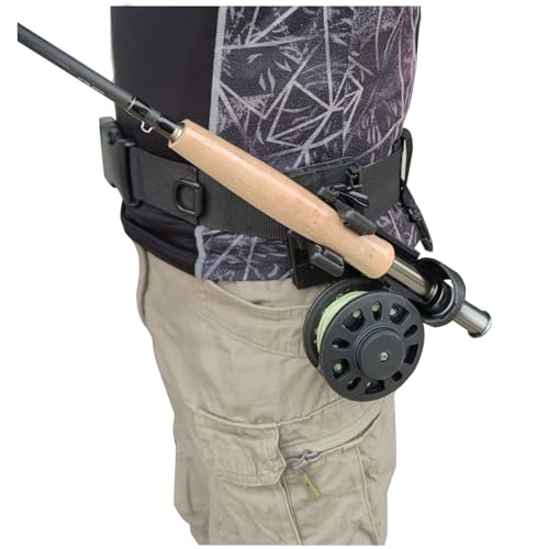 Fly Fishing Rod Holder,3rd Hand Belt Clip Rod Holder,Fly Fishing Wader Belt,Fishing Belt, for Fly Fishing and Spinning Rods