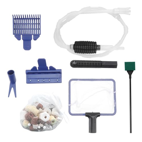 FRCOLOR Aquarium Water Changer and Gravel Vacuum Cleaner Siphon Tool Set with 12-in-1 Filter Media for Fish Tank Sand Washing and Manual Tank Cleaning