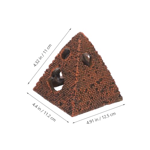 STOBOK Aquarium Decor Castle Fish Tank Decoration Stands Egyptian Pyramid Rockery Hiding Cave Tree House Hideout Hut for Reptile Shrimp Terrarium 11. 2x11x12. 5cm