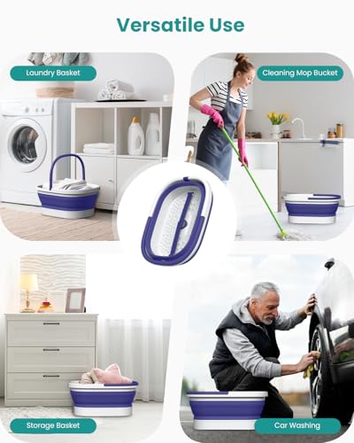 Nekteck Foot Soaking Tub Collapsible Bucket for Foot Bath Soak Tub, Feet Basin Soaker with 138 Acupressure Nodes and Pumice Stone for Feet Health Foot Spa, Gifts for Men Women Dad Mom, Purple - color: Purple