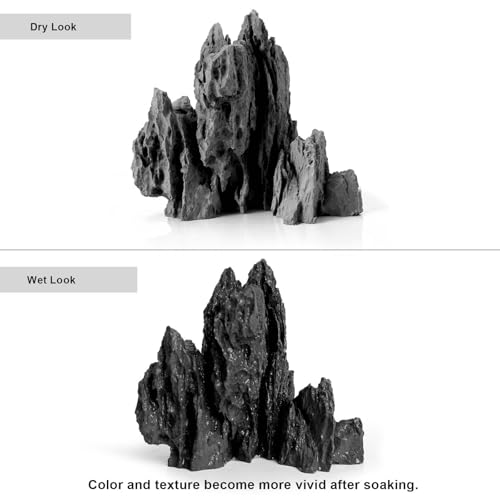 FZONE Aquarium Rocks Aquascaping, Micro Resin Seiryu Rock for Aquascaping - size: 04 Seiryu Stone: 5.11" × 3.54" × 4.92"