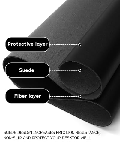 YSAGi Non-Slip Leather Desk Pad Long Size, Waterproof Laptop Computer Desk Keyboard Mat, Table Protector Blotter Mat, Large Mouse Pad for Office/Work/Home/Decor(Black, 47" x 17") - color: Black, size: 47" x 17"